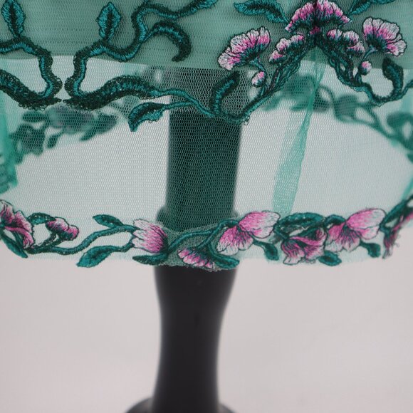 Tadashi Verena Green Sheer Illusion Embroider Floral Birds Lace Bodycon Dress - Picture 8 of 9